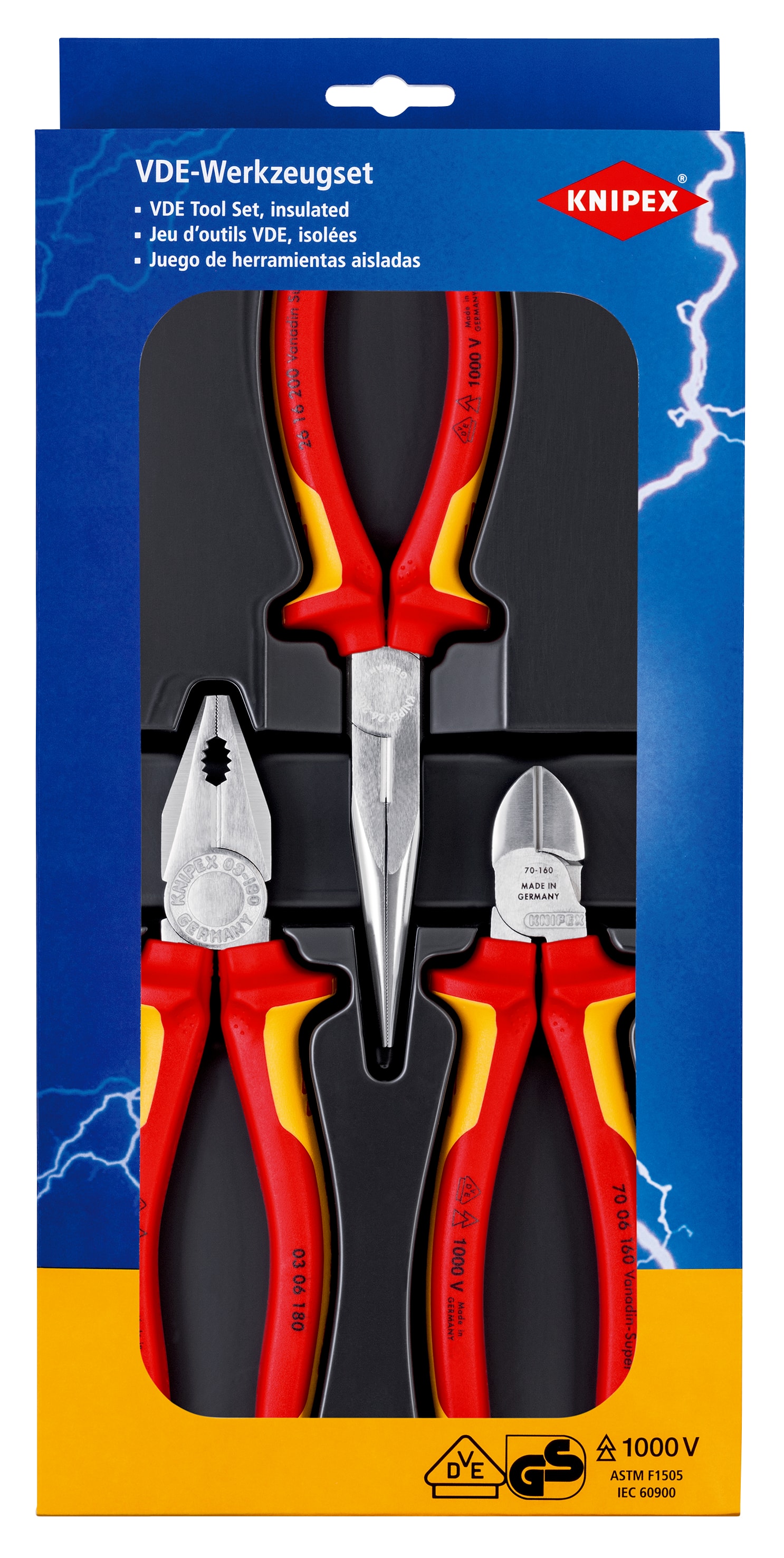 Knipex Tångset 002012 VDE Säkerhet 3 delar