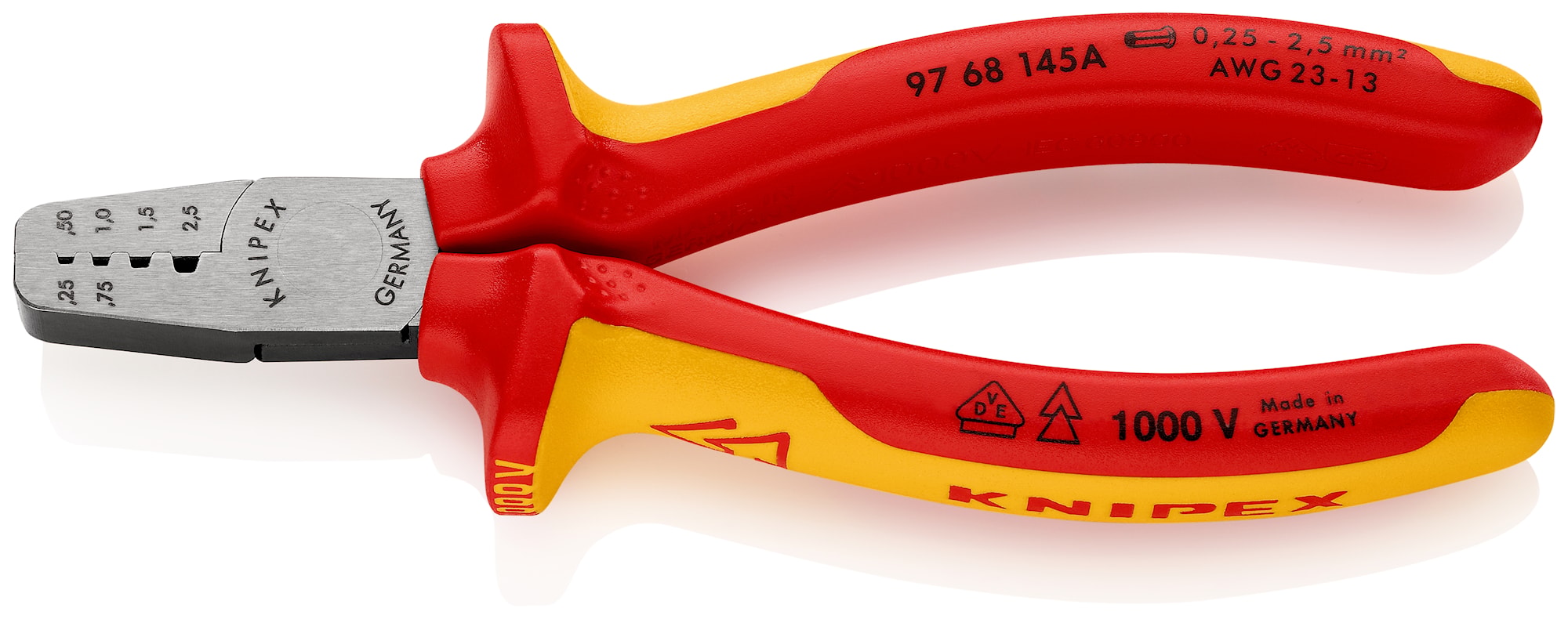 Knipex Presstång 9768145A VDE 145mm 0,25 -2,5mm²