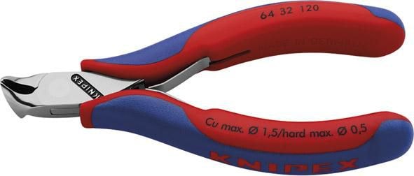 Knipex Elektronikändavbitare 6432120 120mm, med liten fasett, vinklade käftar 15gr