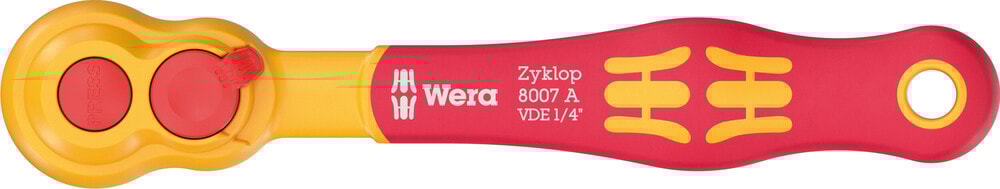 Wera 8007 A VDE Zyklop-spärrhandtag, isolerat, med omkopplingsspak, med 1/4"-fattning