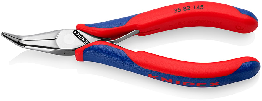 Knipex Elektroniktång 3582145 145mm, fFlata, runda, långa vinklade 45gr käftar, slät gripyta