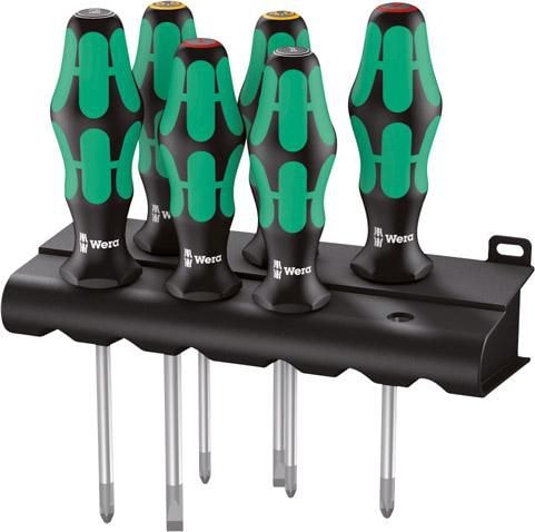 Wera Skruvmejsel i sats 335/350/355/6 Spår/PH/PZ 6 delar, rund klinga