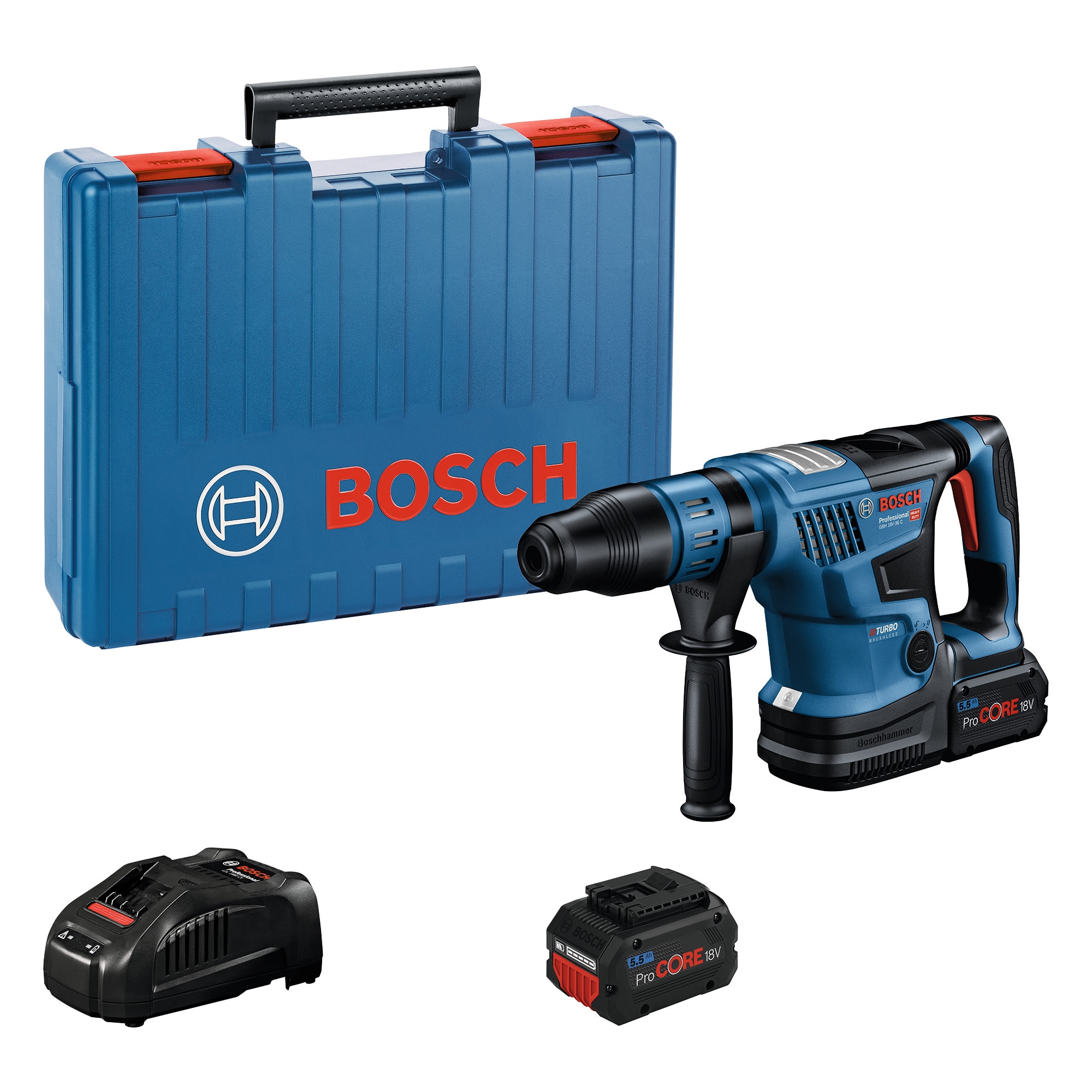 Bosch Borrhammare GBH 18V-36 C PC med 2x5,5Ah batterier och laddare i L-Case