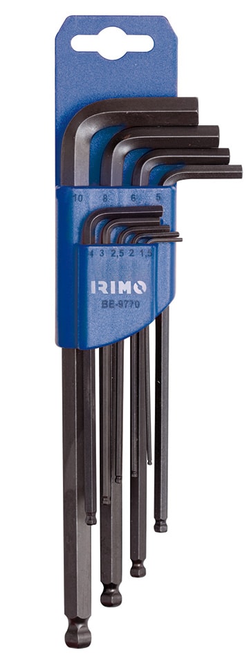 Irimo umbraconøkkel i sett 1,5–10 mm med kule, 9 deler, lange