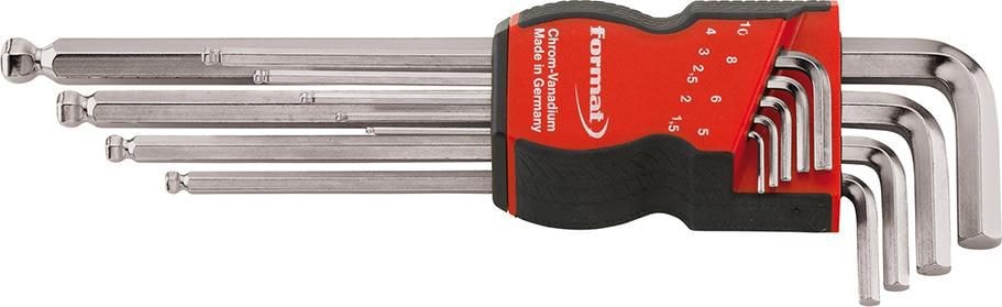 Format Sekskantnøkkelsett med kule 1,5-10 mm, lang, 9 deler