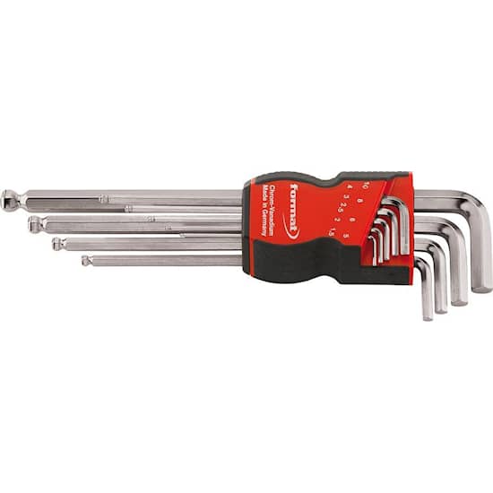 Format Sexkantnyckel i sats med kula 1,5-10mm, lång, 9 delar