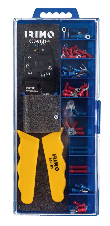 Irimo Kaapelikenkäpuristin, keltainen 0,75–6 mm², sarja (60 kaapelikenkää)
