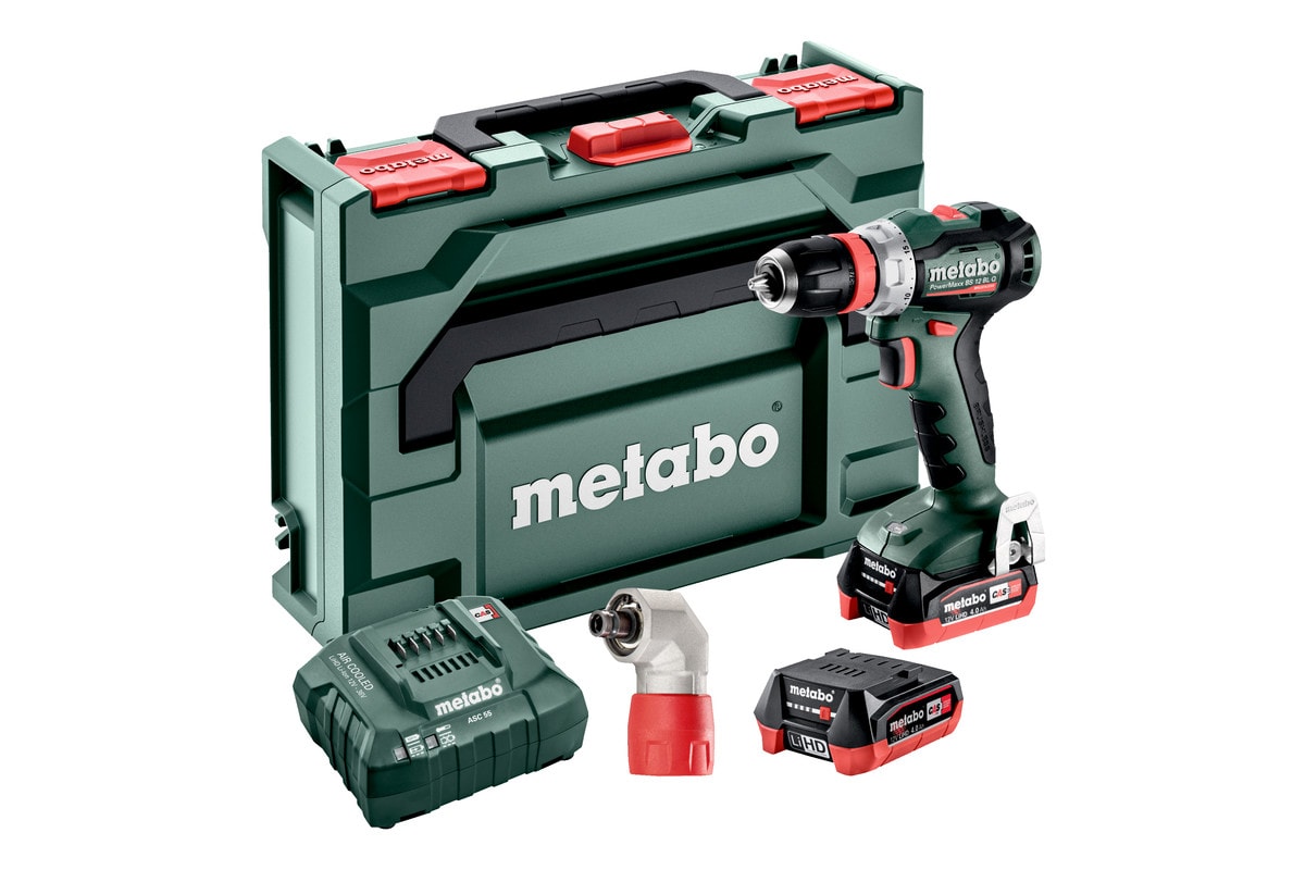 Metabo Skruvdragare BS 12 BL Q PRO med 2x4Ah batterier och tillbehörsset