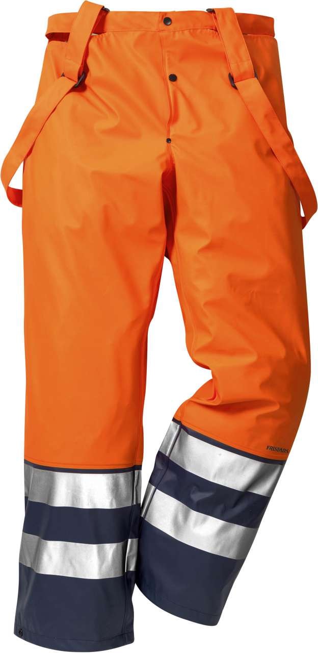 Fristads Høy synlighet regnbukser cl 2 2625 RS Hi-Vis Oransje / Marineblå XS