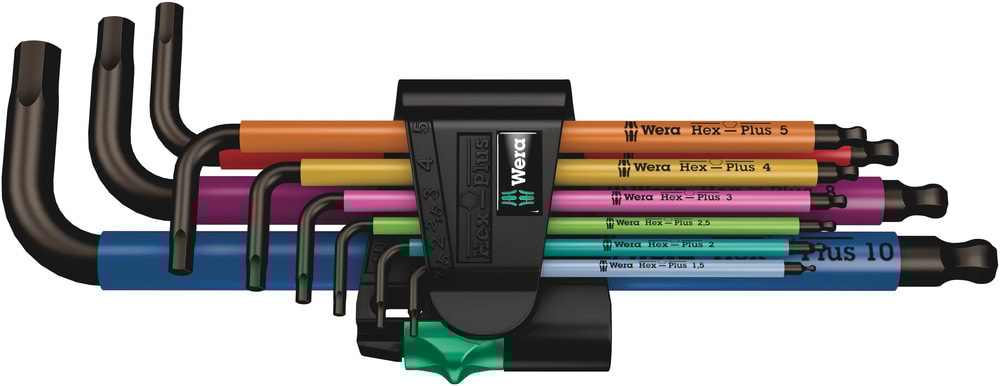 Wera 950/9 Hex-Plus Multicolour 1 L-nyckelsats metriska mått, BlackLaser
