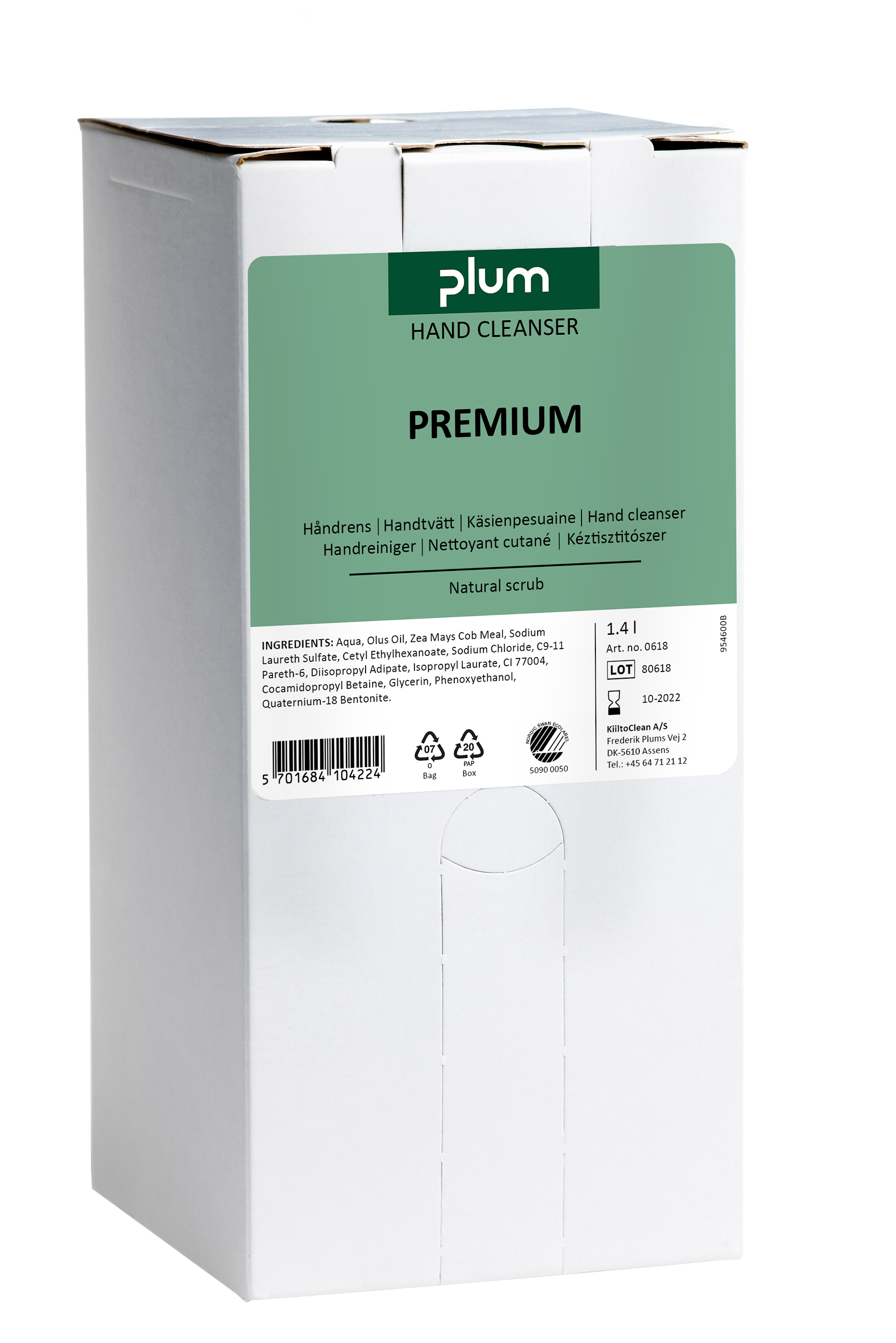 Plum Käsienpuhdistusaine Plum Premium 1,4 l, Bag-in-Box