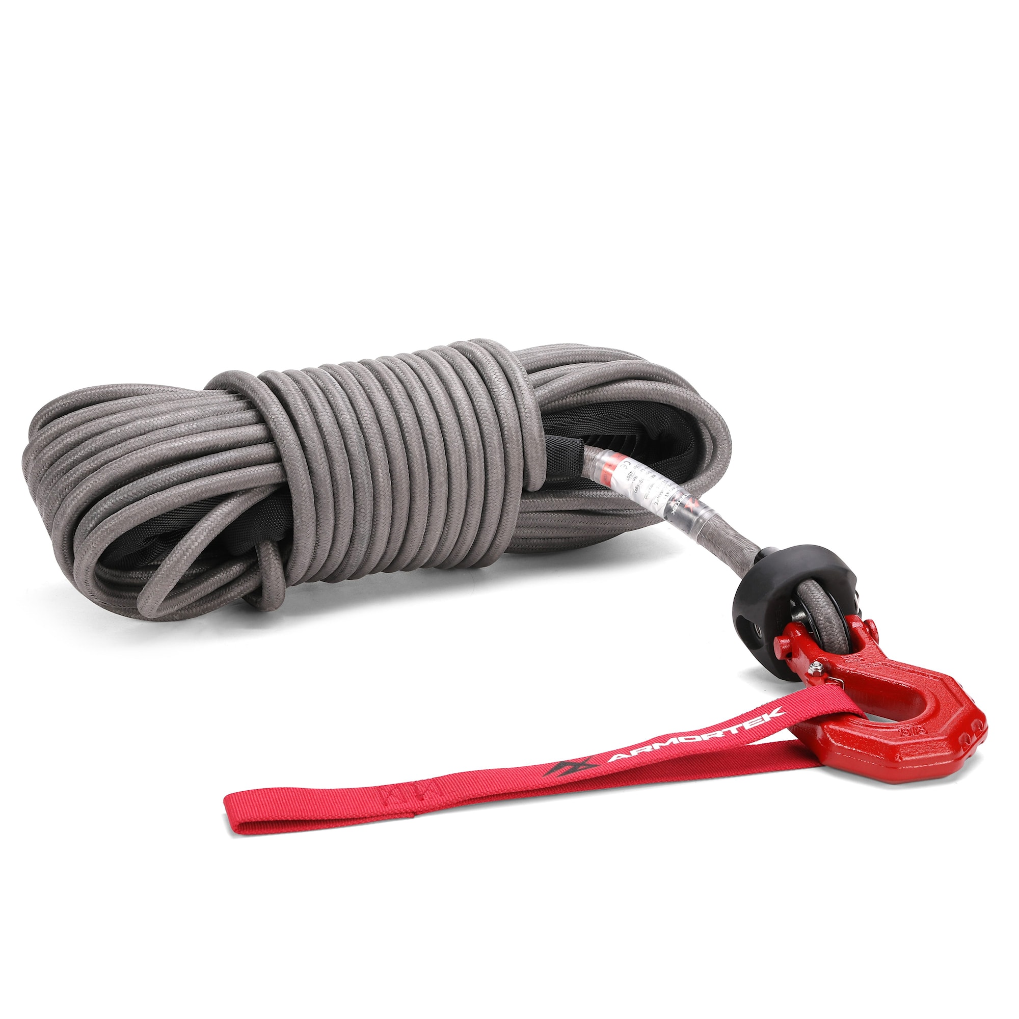 Armortek Extreme Syntetlina komplett med kaus och krok 11mm x 25m med röd krok - max 11000kg