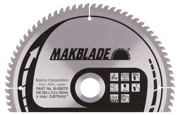 Makita Pyörösahanterä HM 260 mm, Z-80 Pöytä- ja jiirisahat