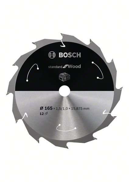 Bosch Standard for Wood-sirkelsagblad for batteridrevne sager 165x1,5/1x15,875 T12