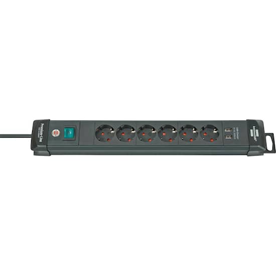 Brennenstuhl grenuttak 6 -veis med USB 3 m kabel H05VV-F3G1,5