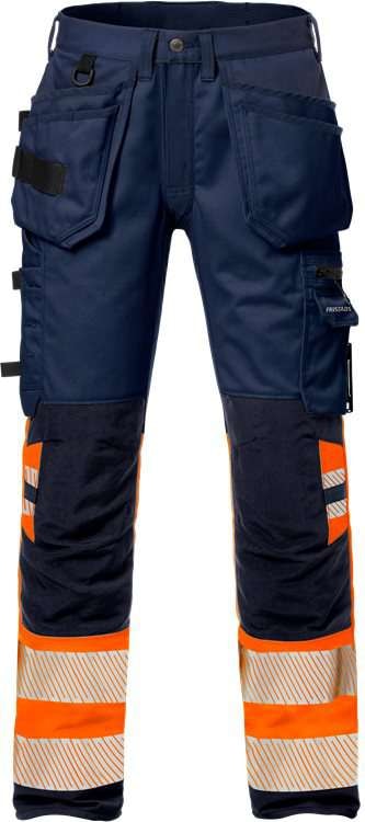 Fristads Hantverkarbyxa stretch 2706 PLU, Klass 1 Varsel Orange/Marinblå C152