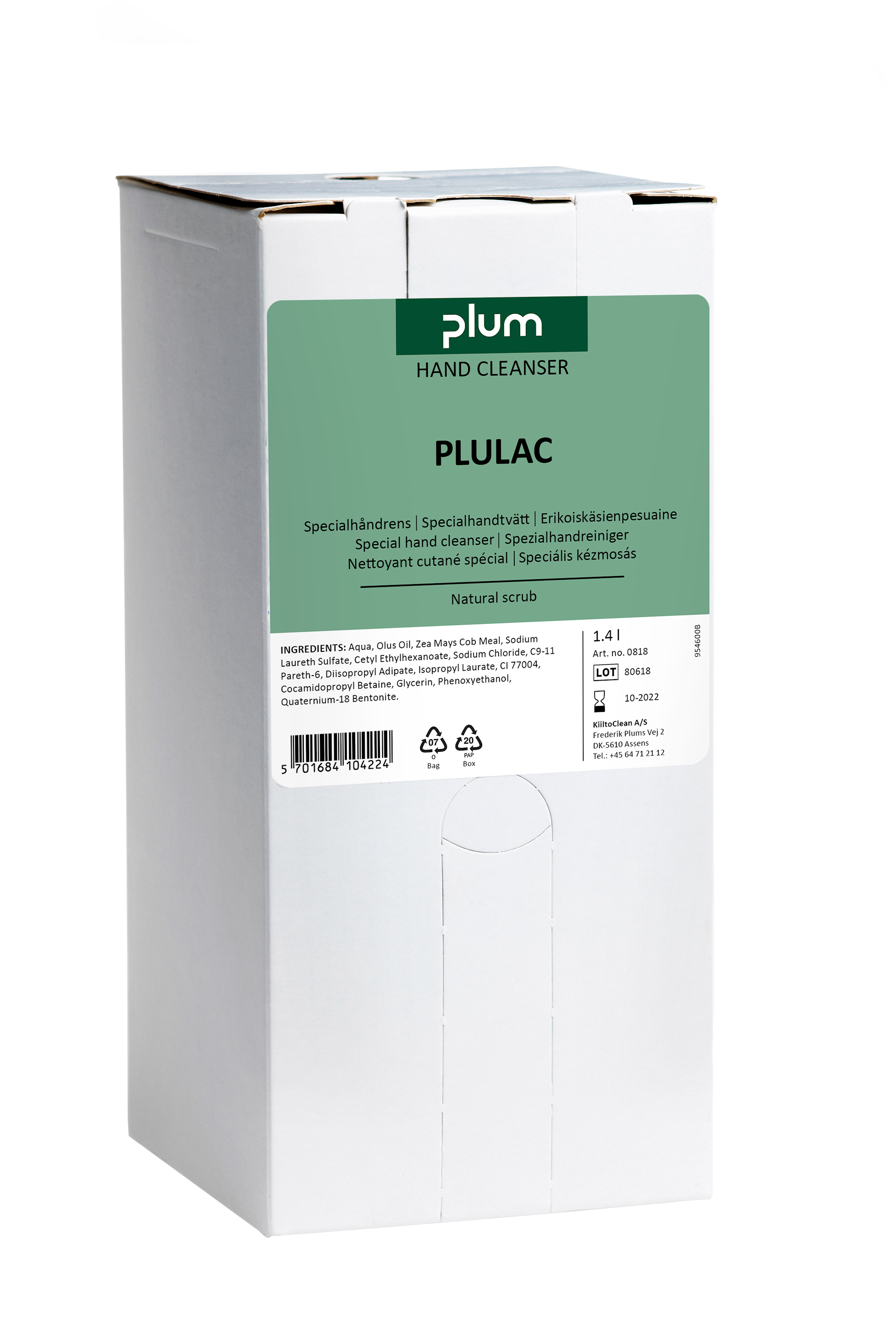 Plum Käsienpuhdistusaine Plum Plulac 1,4 l, Bag-in-Box