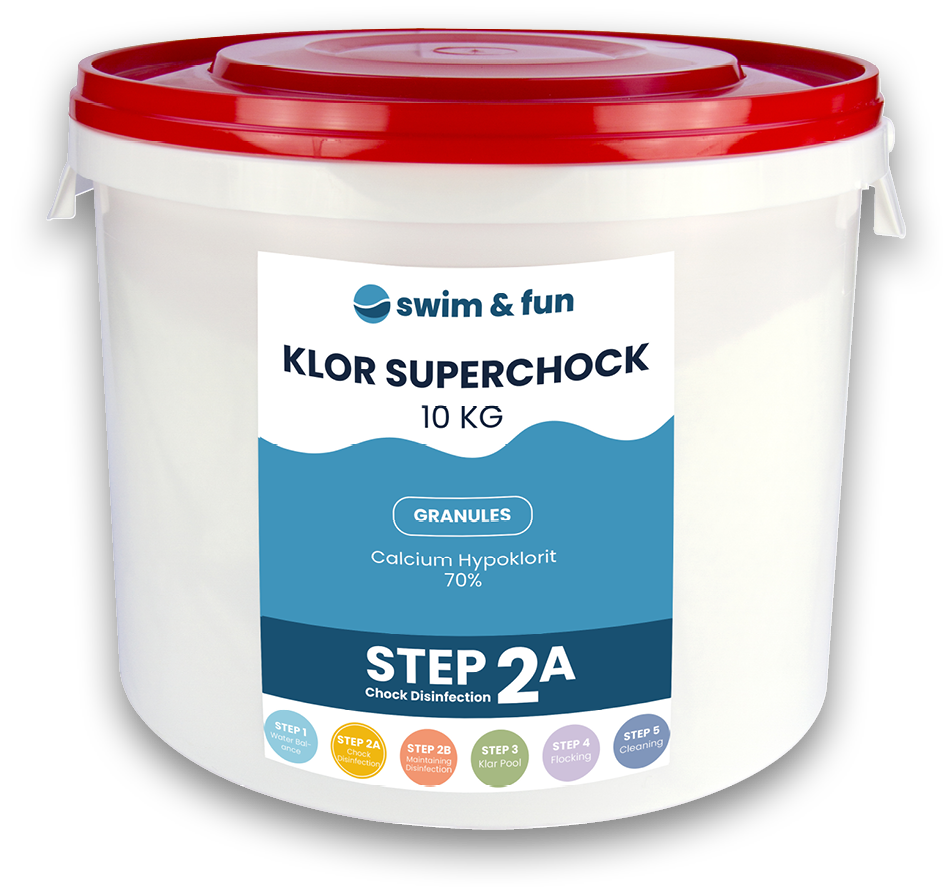 Swim & Fun Poolklor SuperChock, Ustabiliseret/Ostabiliserat, Granulat 10 kg