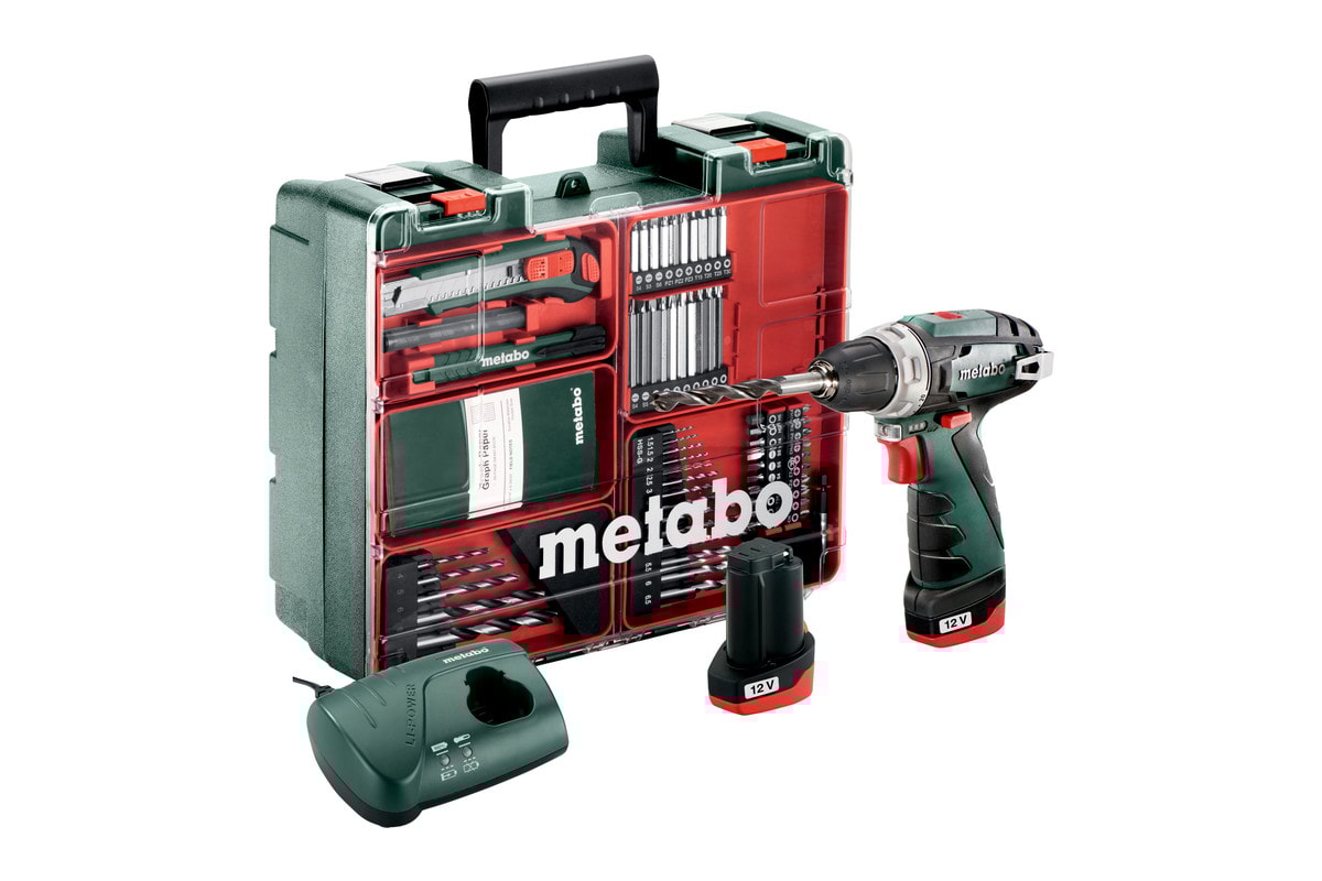 Metabo Skruvdragare PowerMaxx BS Set 12V med 2x2Ah batterier och laddare