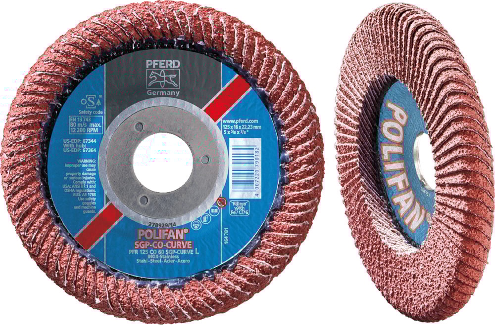 Pferd Lamellrondell Polifan-Curve 125x22,23mm CO SGP Curve Steelox, radiell