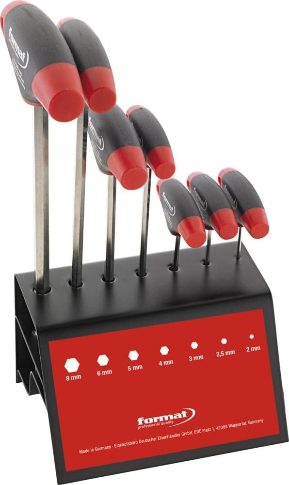 Format Kuusiokoloavaimet T-kahvalla 2–8 mm, 7 osaa + teline