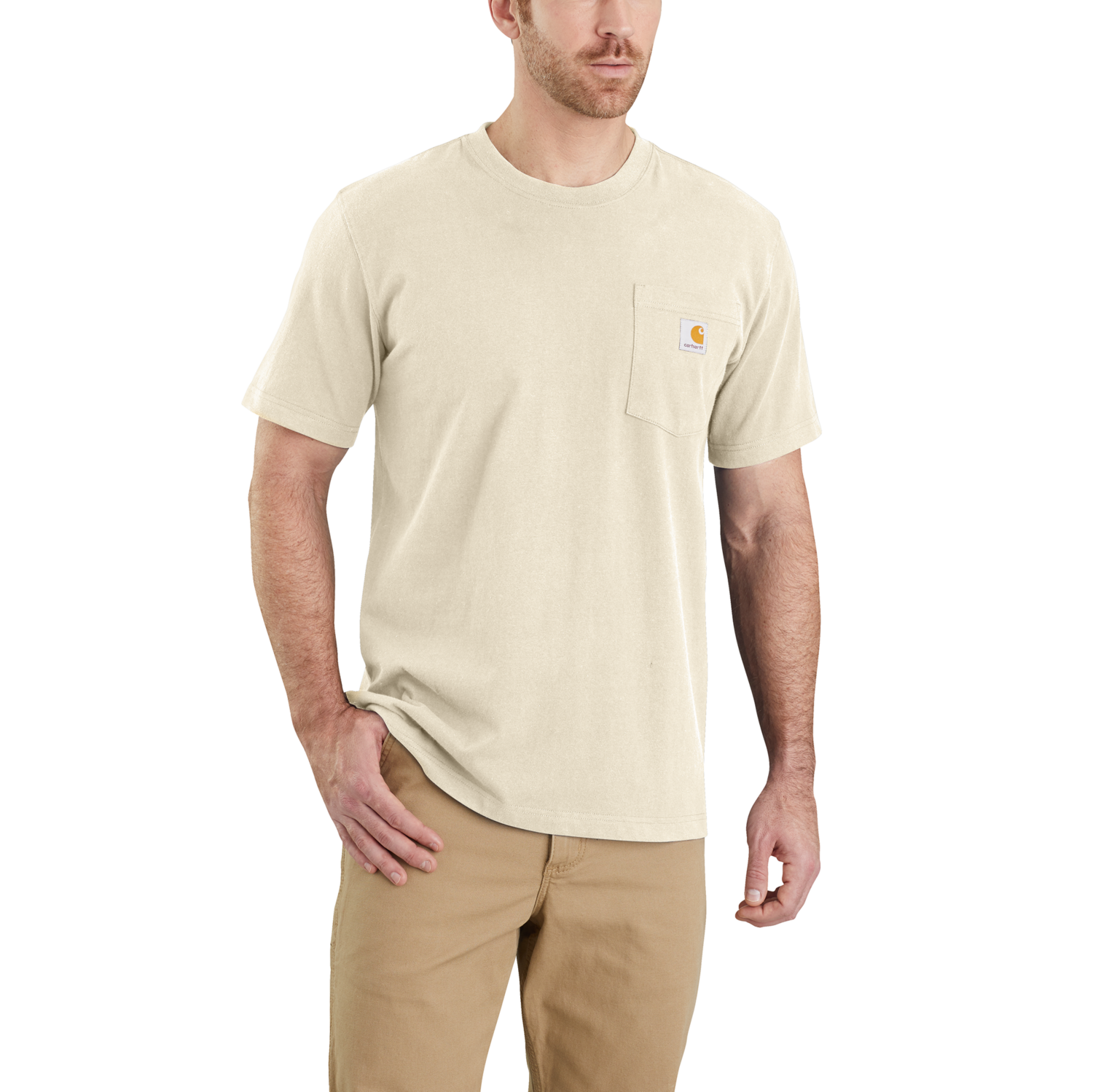 Carhartt K87 pocket s/s T-shirt, Herr, Oat milk