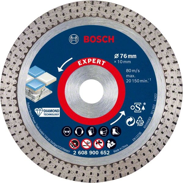 Bosch Diamond cutting disc Expert HardCeramic 76 mm, 76 x 1.5 x 10 mm