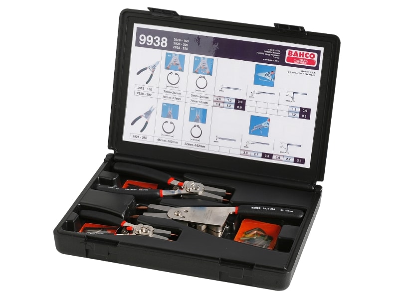 Bahco seegerringstangsæt 9938 3 dele inv (8–100 mm)/udv (3–100 mm)