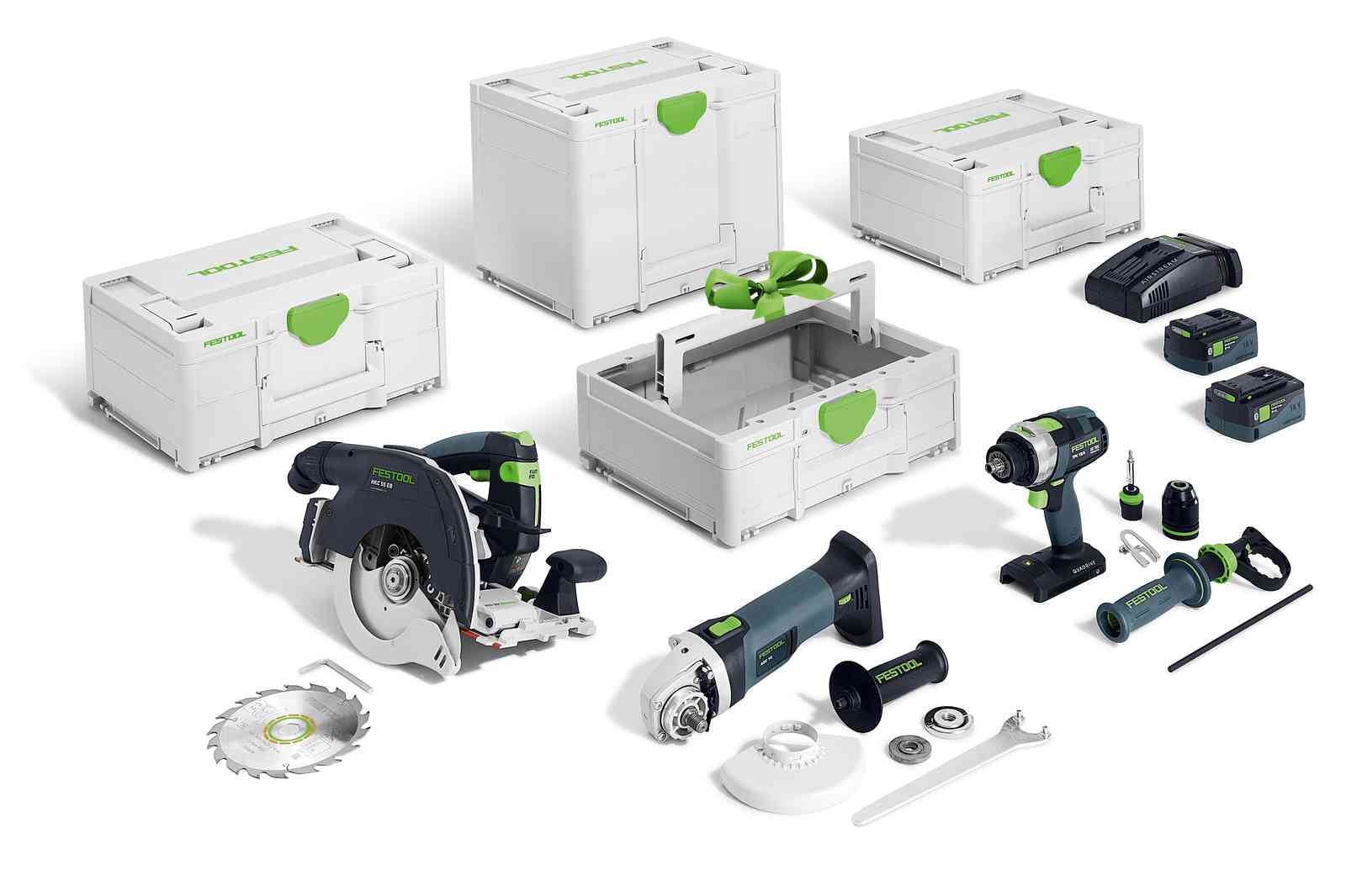 Festool 18V Kombokit Träbygge HKC 55/TPC 18/AGC 18/TB 137