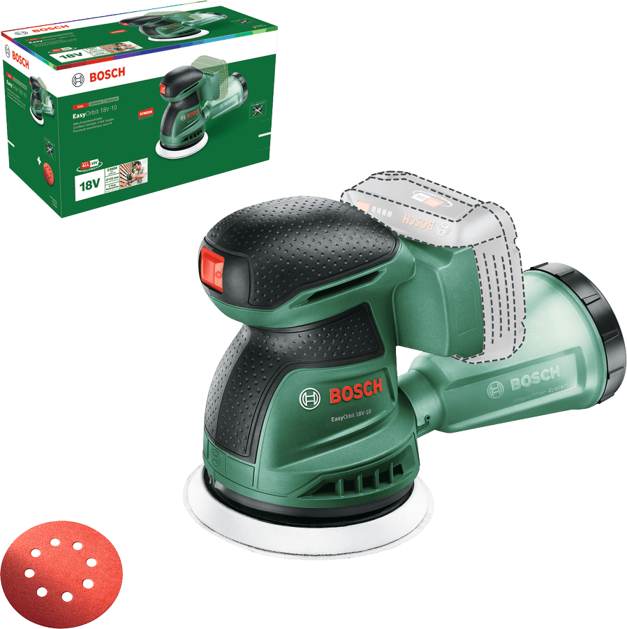 Bosch DIY Excenterslip Easyorbit 18V-10 med 1X2Ah batteri och laddare