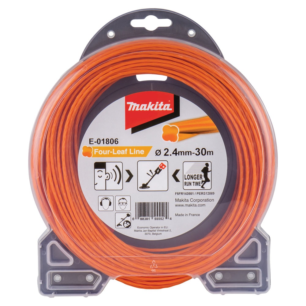 Makita Trimmertråd 2,4mm x 30m, fyrklöver