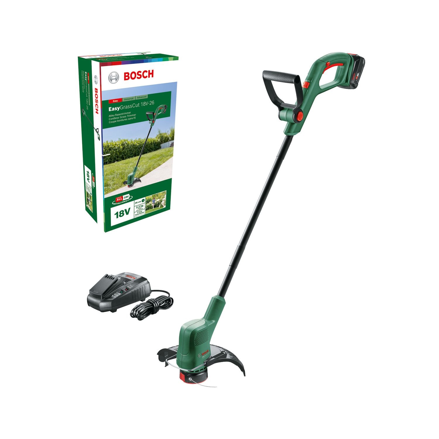 Bosch gresstrimmer Univgrasscut 18V-260 med 1x2Ah batteri og lader