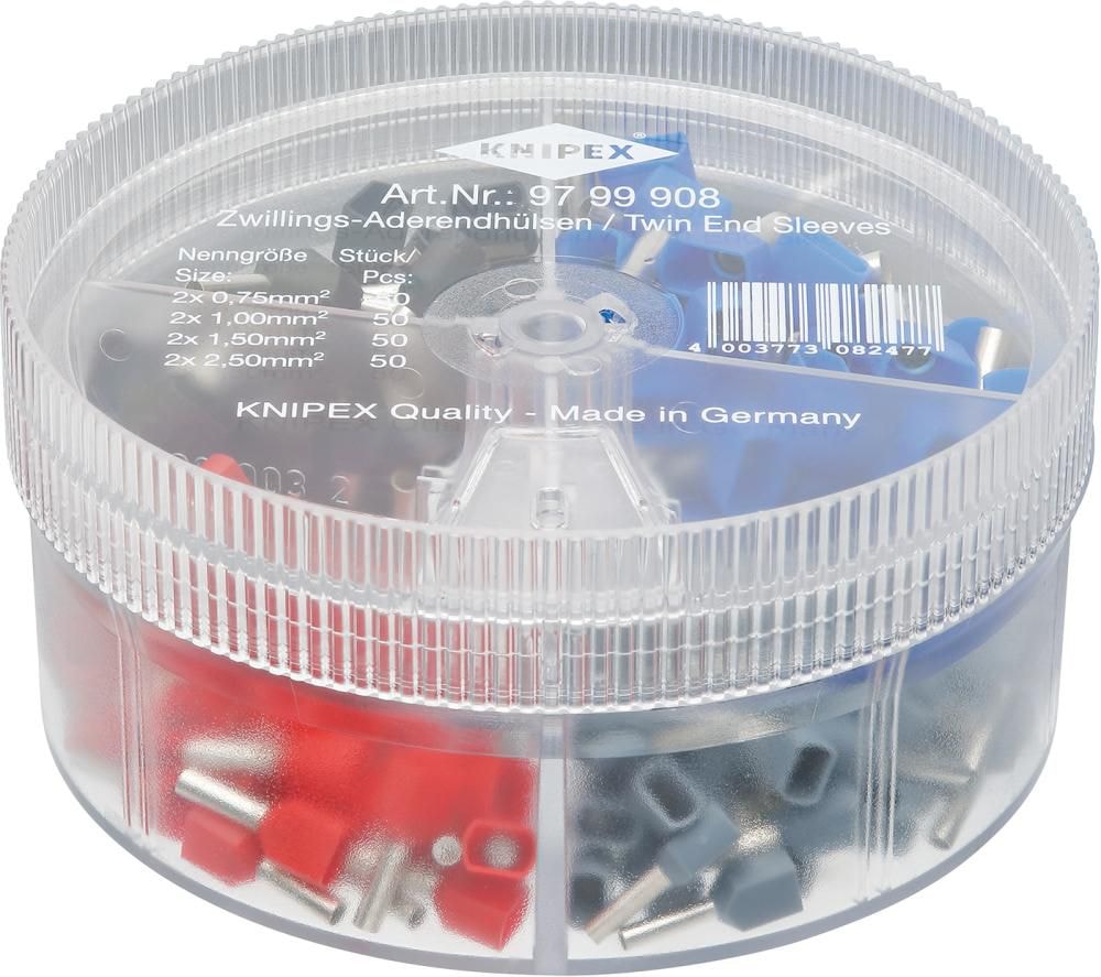 Knipex Ändhylssortiment Twin isolerade, 0,75-2,50mm², 200 delar, 9799908