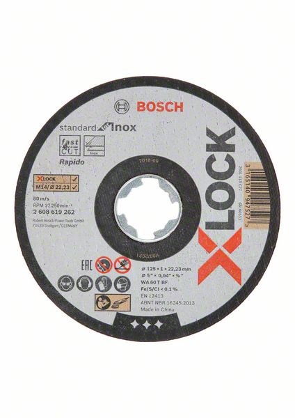 Bosch X-LOCK Standard for Inox, 115 x 1 x 22,23 mm, rett skjæring