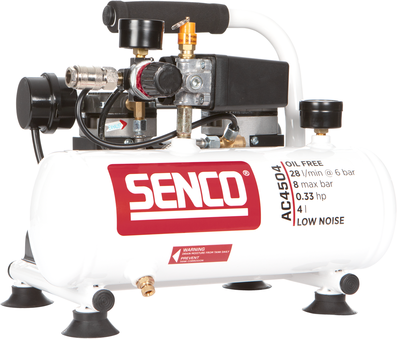 Senco kompressor AC4504 8 bar 4l oljefri, lydisolert