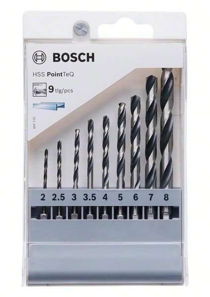Bosch Metalliporanteräsarja PointTeQ Hex HSS-R 2–8 mm, 9 osaa, 1/4"