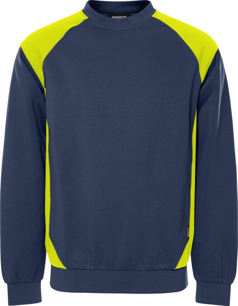 Fristads Sweatshirt 7148 GSM Marinblå/Varsel Gul M -