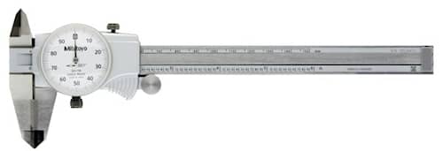 Mitutoyo skyvemåler 505-738 med måleinstrument 0-6in, 0,001in, 0,1in/rev. karbidbelagte knoker, flat stift, friksjonsrulle