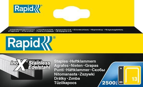 Hurtigstifter 13/6 mm, rustfritt stål, 2500-pk