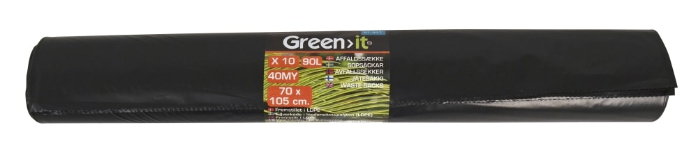 Green>it® avfallssäck 40 my 90 liter svart