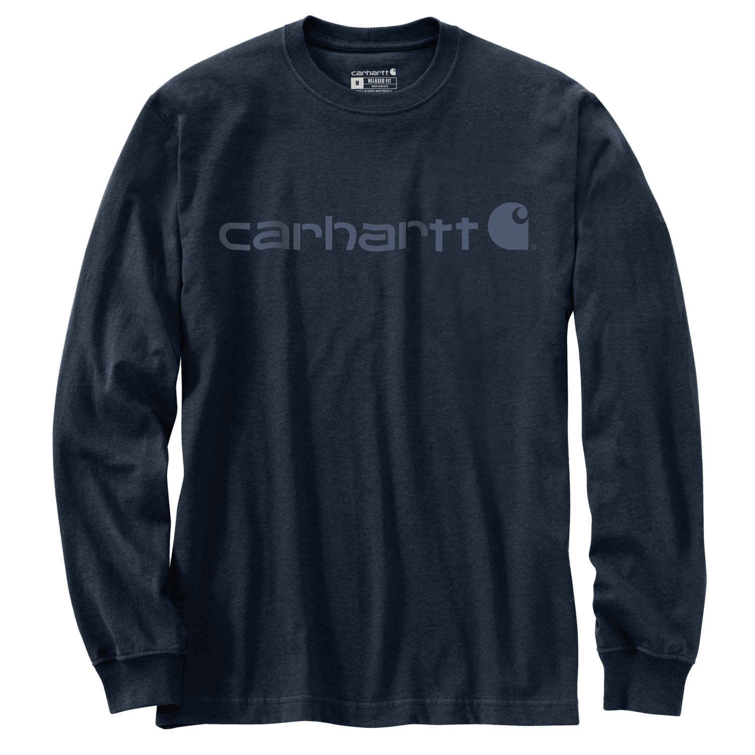 Carhartt Dearborn Relaxed LS Logo T-Shirt Herr Navy/Dark Blue