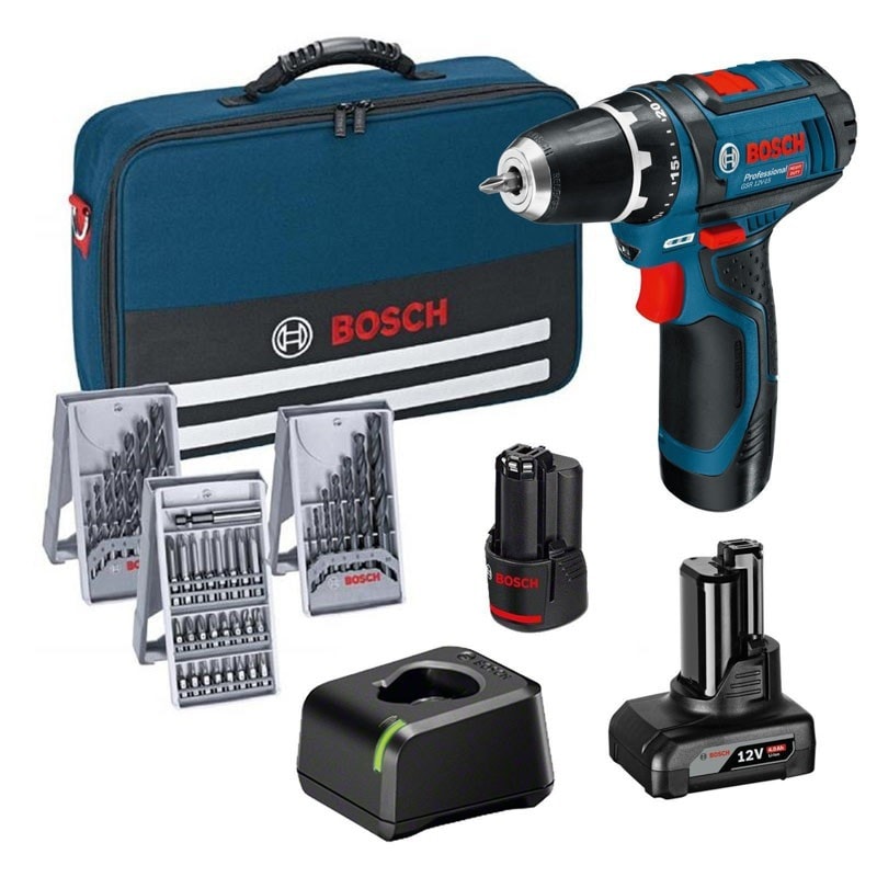 Bosch GSR 12V-15 2&4Ah Batteridrevet Skruetrækker i Taske