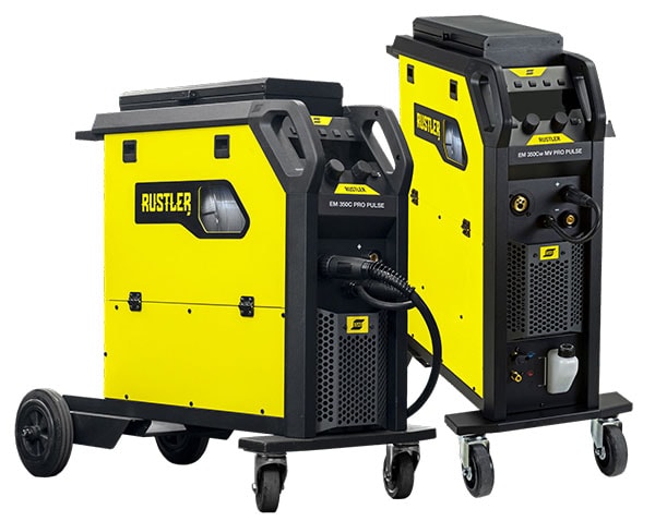 Esab Migsvets Rustler EM 350 PRO Synergisk Pulse - Strömkälla + verktygslåda + brännare