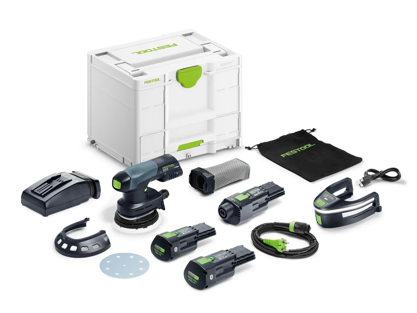 Festool Batterislip Rund Excenter ETSC 125 3,0 I-Set med Batteri & Laddare