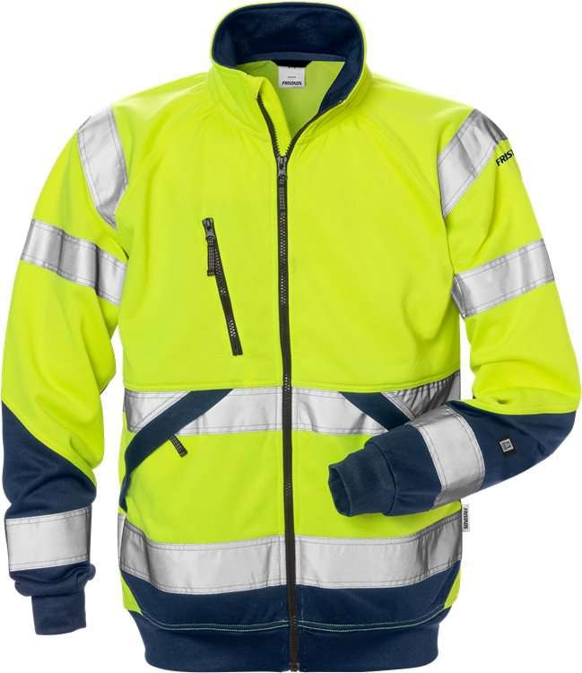 Fristads Sweatshirt-jacka 7426 SHV, Klass 3 Varsel Gul/Marinblå 4XL