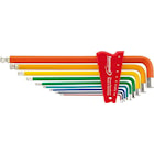 Format Sexkantnyckel med kula, lång, i sats 1,5-10mm, färgad, 9 delar