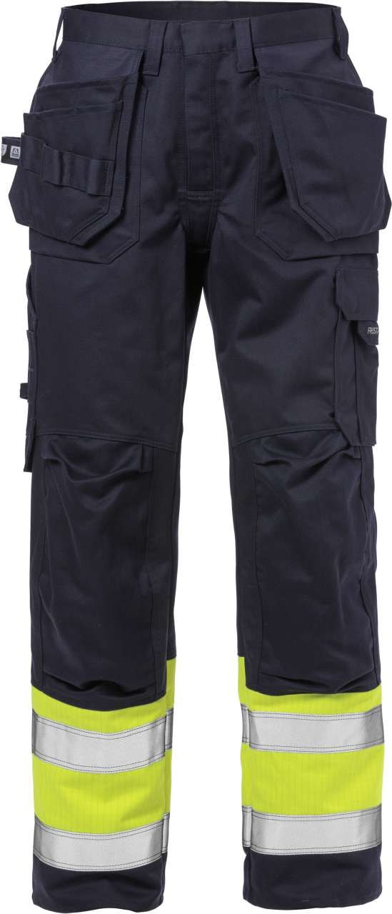Fristads Flame håndverkerbukser høy synlighet cl 1 2586 FLAM Hi-Vis Gul / Marineblå C64