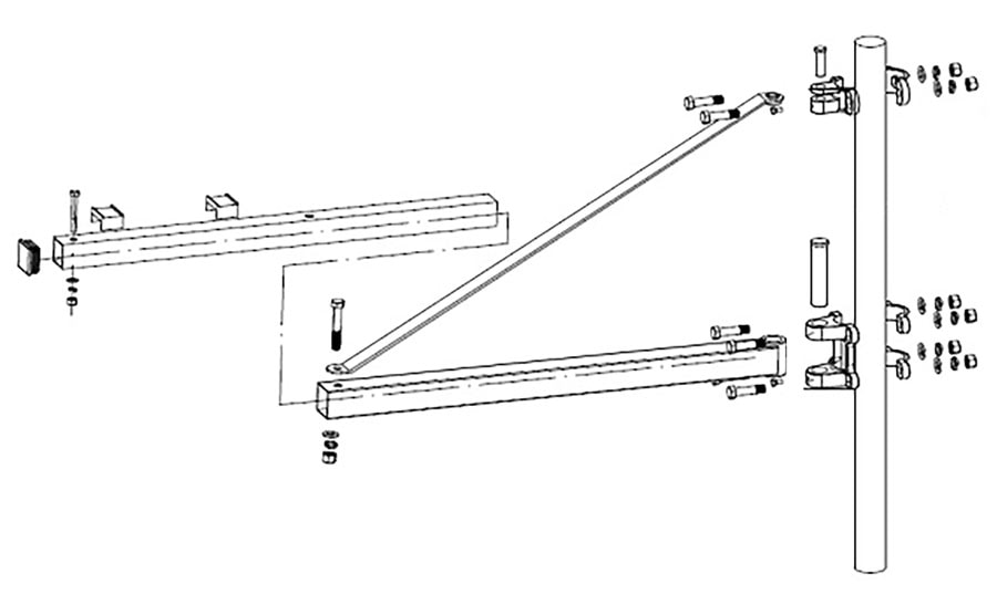 Warrior Winches Roterbar monteringsarm, Expanderbar, 600KG