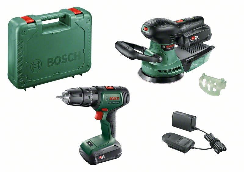 Bosch DIY Verktygsset 18V Uniimpact Advorbit med 2x2Ah batteri och laddare