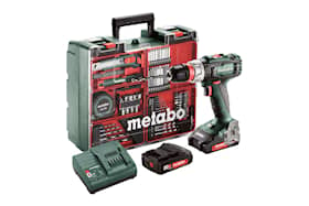 Metabo Skruvdragare BS 18 L Quick Set 18V med 2st 2,0Ah Li-Power-batterier och laddare SC 30 samt Workshop/tillbehörssats